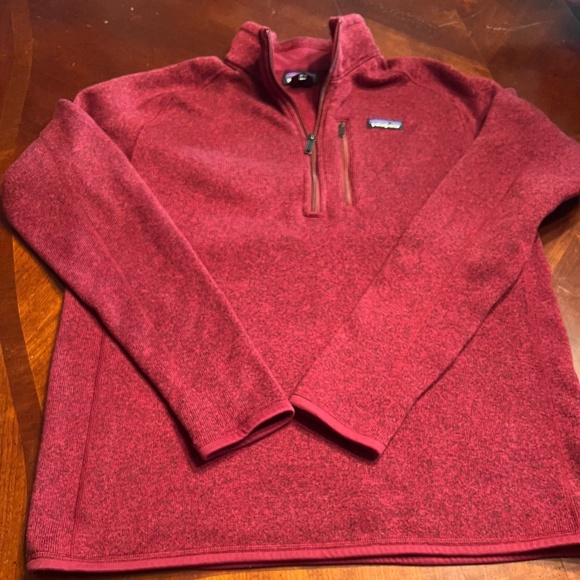 Patagonia Men's 3/4 Zip Fleece Maroon Sz L - Picture 2 of 6
